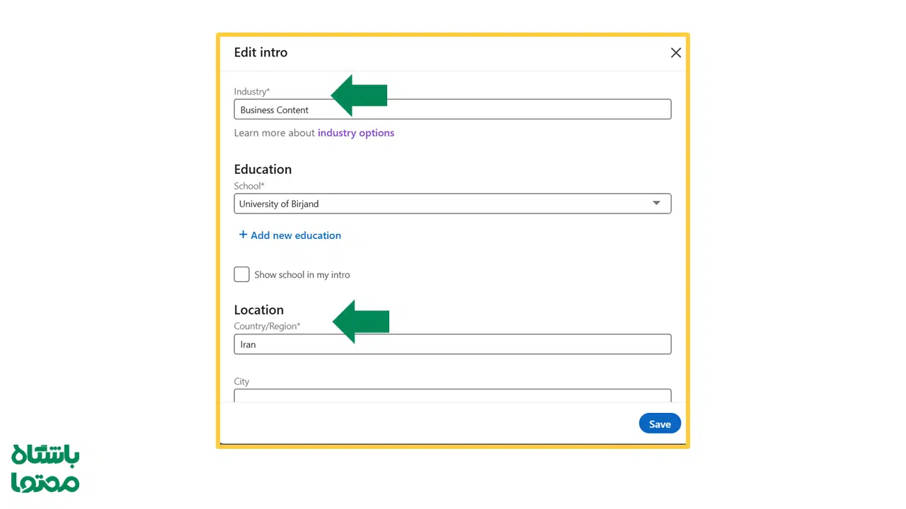 ایجاد پروفایل لینکدین
